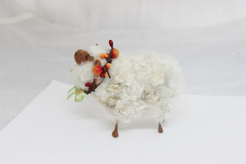 Sheep White Sheep Prim Needle Felted white Sheep # 4726