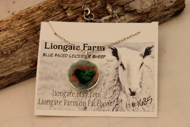 Needle Felted Heart Necklace Silver Heart Necklace #1685 Felted Heart Necklace,Heartscapes Pendant Necklace