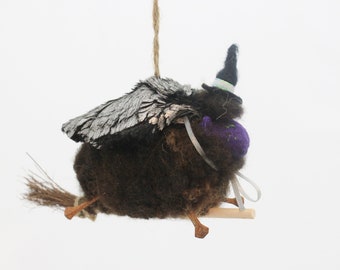Witch Ornament Halloween Sheep Decoration, Needle Felted Witch Sheep Felted Witch Sheep Sh-witch Halloween Sheep Ornament #4589