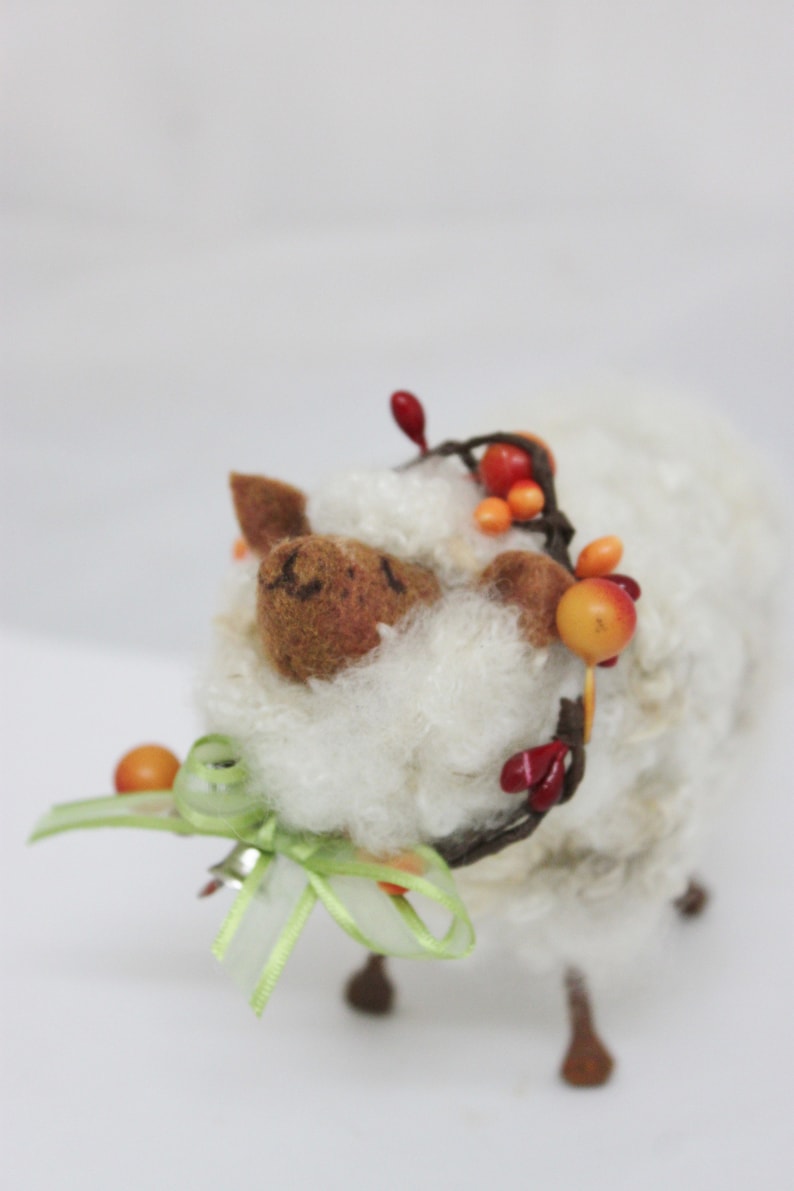 Sheep White Sheep Prim Needle Felted white Sheep # 4726