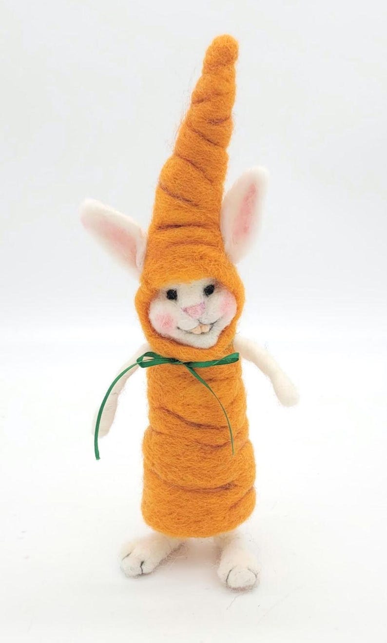 Needle Felted Wool Bunny in Carrot Costume, Spring Decor - Etsy