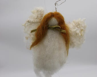 Needle Felted Angel Ornament, Glittery Merino Wool, Waldorf Style