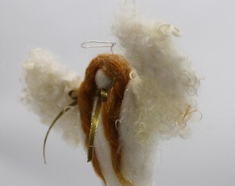 Needle Felted Angel Ornament, Waldorf Style, Merino Wool