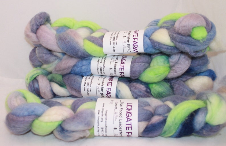 Handpainted Rovings Blueface Leicester Wool