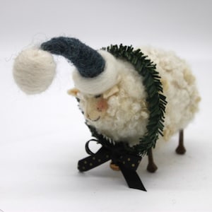 Sheep Ornament/ Little White Sheep/Farmhouse/ Needle Felted Sheep/Tiered Tray Decoration #  7783