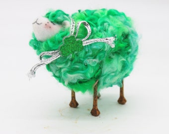 Sheep/ Little Green Sheep/Saint Patrick's Day decor/Farmhouse/ Needle Felted Sheep/Tiered Tray Decoration #  6123