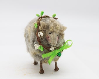 Sheep/ Little White Sheep/Farmhouse/ Needle Felted Sheep/Tiered Tray Decoration # 6020