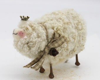 Sheep/ Little White Sheep/Farmhouse/ Needle Felted Sheep/Tiered Tray Decoration #   6938