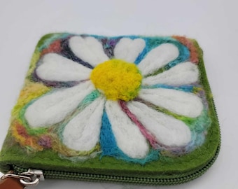 Needle Felted Coin Purse Flower