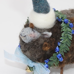 Sheep /Black Sheep Elf  /Sheep /Farmhouse Needle Felted Sheep #7788