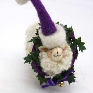 Sheep Ornament/ Little White Sheep/Farmhouse/ Needle Felted Sheep/Tiered Tray Decoration #7718