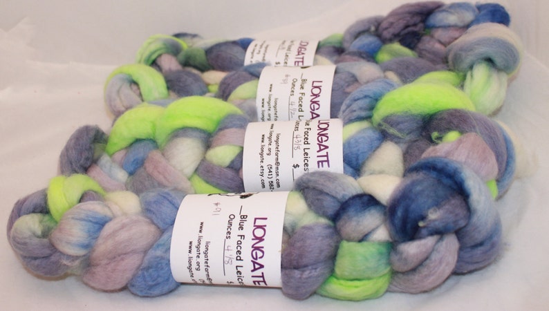Handpainted Rovings Blueface Leicester Wool