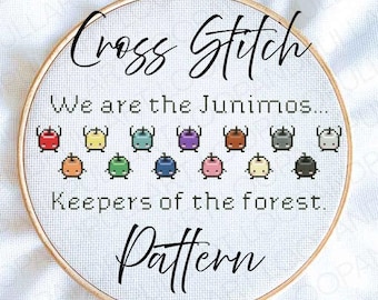 Patrón de punto de cruz Junimo arcoíris de Stardew Valley