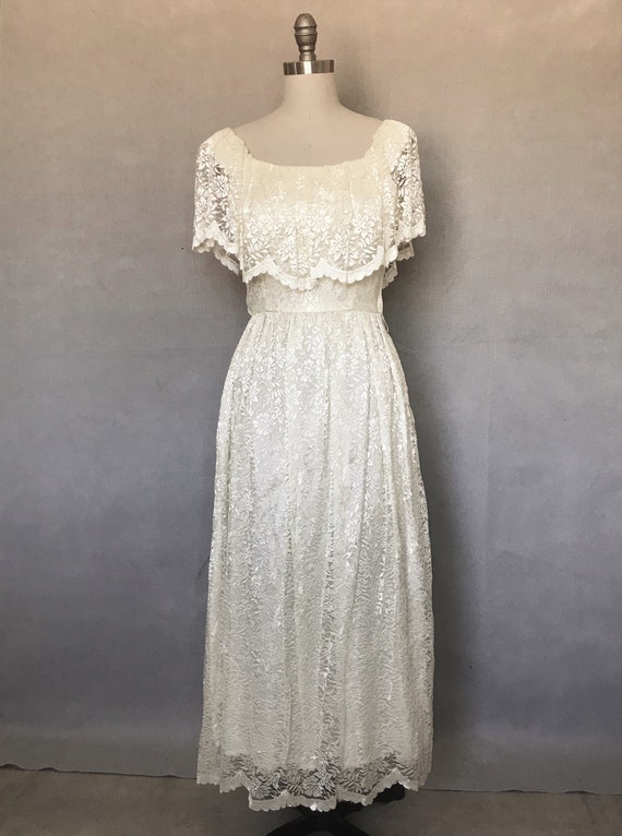 LANZ Vintage 70s Long Lace Dress, Wedding, Party … - image 3