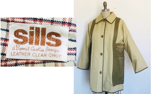 Bonnie Cashin Coat, Vintage 70s Leather and Canva… - image 1