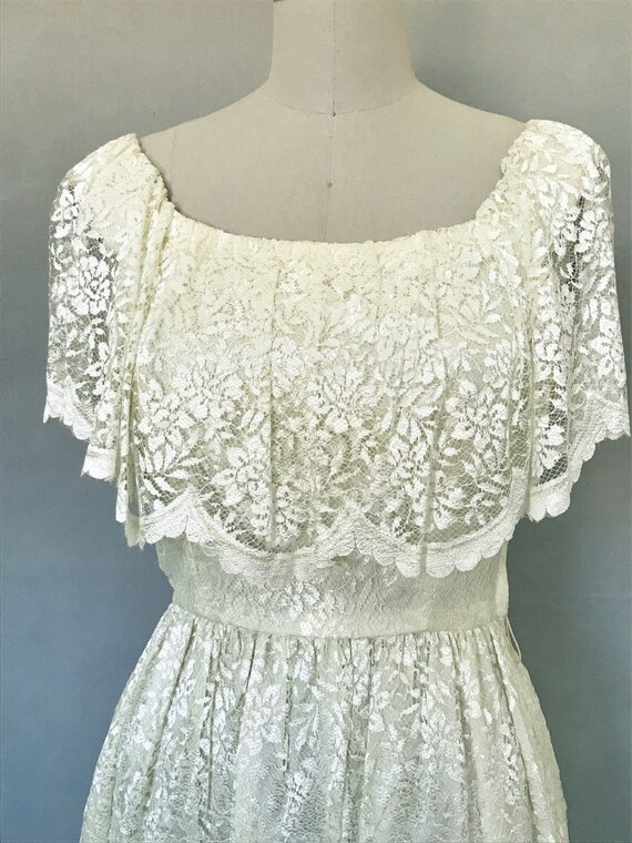 LANZ Vintage 70s Long Lace Dress, Wedding, Party … - image 4