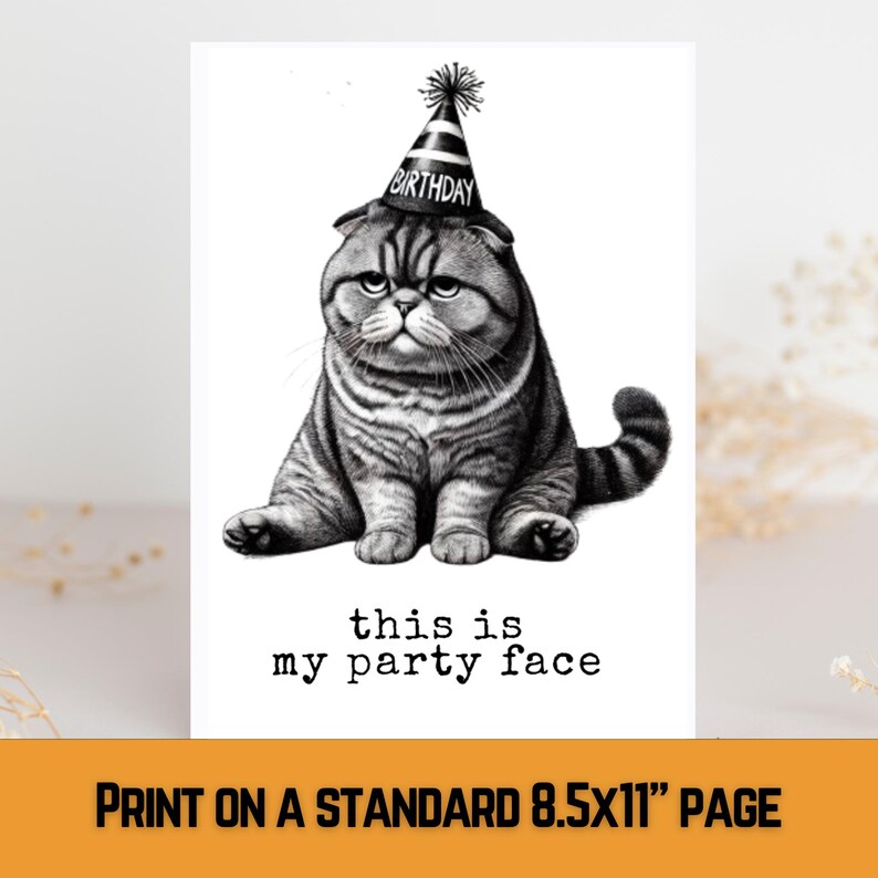 Funny Cat Birthday Card | Sarcastic Birthday Card | Printable Birthday ...