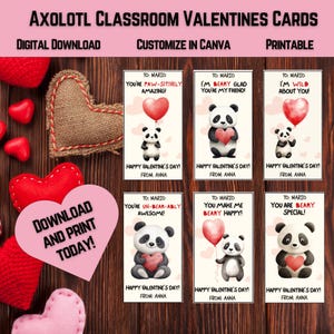 Cartes de Saint-Valentin en forme de panda spongieux | Saint-Valentin en classe | Saint-Valentin pour tout-petits | Échange Saint-Valentin pour enfants | Imprimable | Téléchargement instantané |