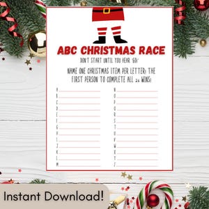 Christmas Game | Xmas ABC Race Game | Christmas Family Game | Christmas Party Games | Holiday Party Printable Games | Download PDF Game