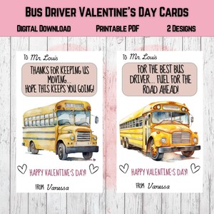 Bus Driver Valentines Day Cards | Bus Driver Gift | Classroom Valentines | Class Valentines Exchange | Printable | Instant Download |