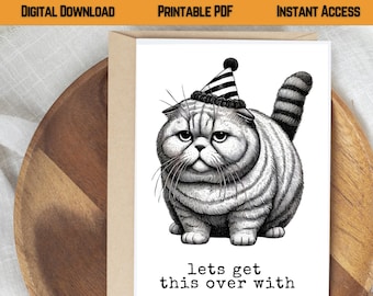 Funny Cat Birthday Card | Sarcastic Birthday Card | Printable Birthday ...