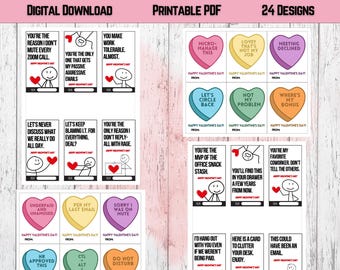 Funny Coworker Valentines Day Card Bundle | Office Valentines | Sarcastic Valentines | Work Valentines | Printable | Instant Download |