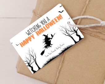 Editable Halloween Gift Tags | Halloween Party Favor | Gift Bag Tags | Treat Tags | Halloween Template Canva | Witch Treat Bag | Printable