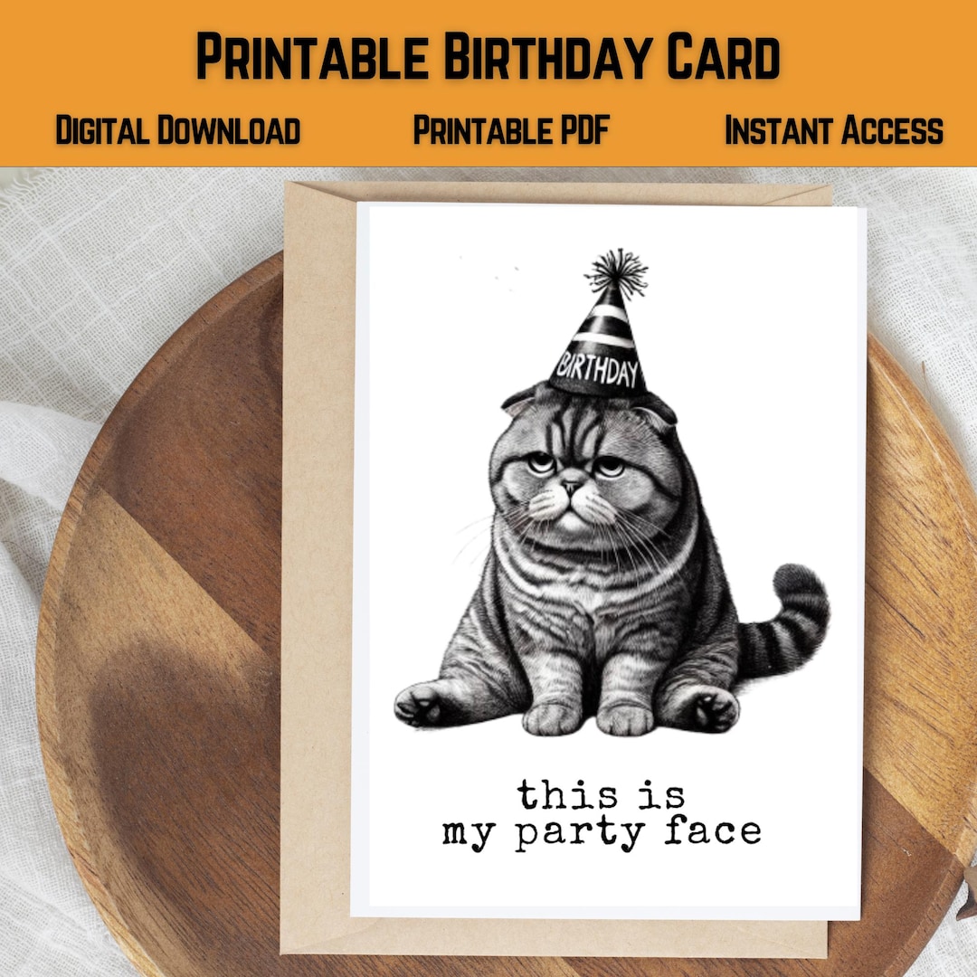 Funny Cat Birthday Card | Sarcastic Birthday Card | Printable Birthday ...