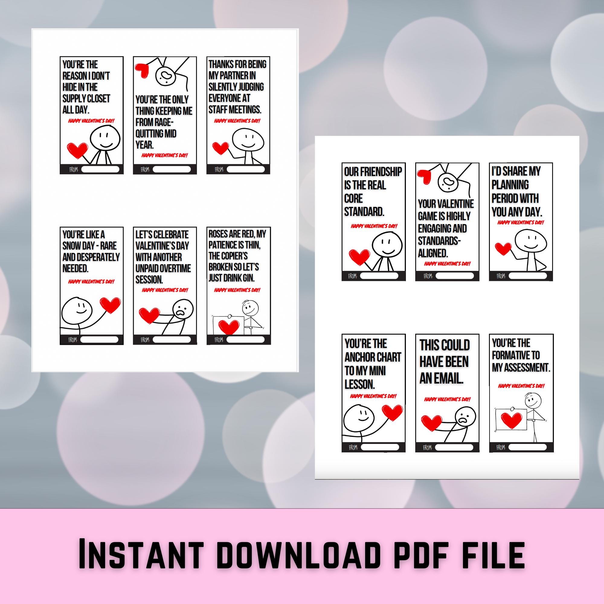 Teacher Coworker Valentines Day Cards | Funny Valentines | Sarcastic