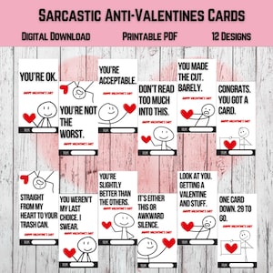Cartes sarcastiques drôles anti-Saint-Valentin | Saint-Valentin adulte | Collègue de la Saint-Valentin | Échange de travail pour la Saint-Valentin | Imprimable | Téléchargeable |