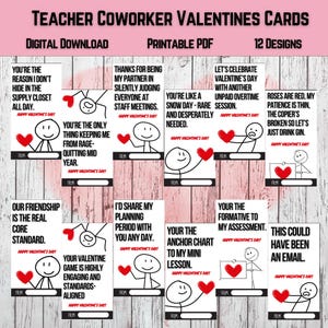 Lehrer Coworker Valentinstag Karten | Lustige Valentinstag | Sarkastische Valentinsgrüße | Einschulung Valentines | Druckbar | Sofortdownload |