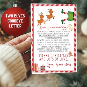 Carta de despedida de 2 elfos / Plantilla de nota de elfo editable / Plantilla de carta de elfo navideño personalizable / Descarga digital de elfo navideño