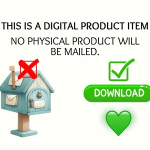 Puede incluir: Imagen de producto digital con un buz&oacute;n azul claro, una cruz roja encima y una marca de verificaci&oacute;n verde con la palabra "DESCARGAR" en un bot&oacute;n verde. Un coraz&oacute;n verde est&aacute; debajo del bot&oacute;n. El texto en la parte superior dice "ESTE ES UN ART&Iacute;CULO DE PRODUCTO DIGITAL NO SE ENVIAR&Aacute; NING&Uacute;N PRODUCTO F&Iacute;SICO."
