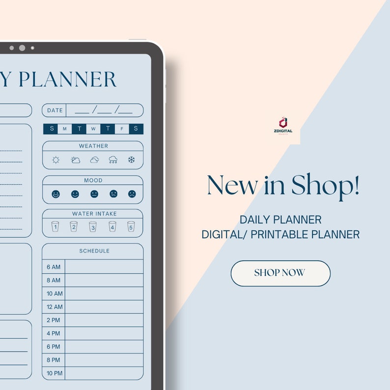 DIGITAL DAILY PLANNER, Undated Planner, Monthly Planner, 2024 Planner ...
