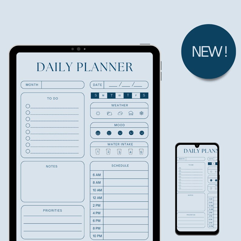DIGITAL DAILY PLANNER, Undated Planner, Monthly Planner, 2024 Planner ...