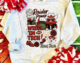 Texas Tech PNG | Raider Red Collage Digitaler Download | Wreck 'Em Tech Sublimationsentwurf | Texas Tech Football T-Shirt PNG | Sofort PNG