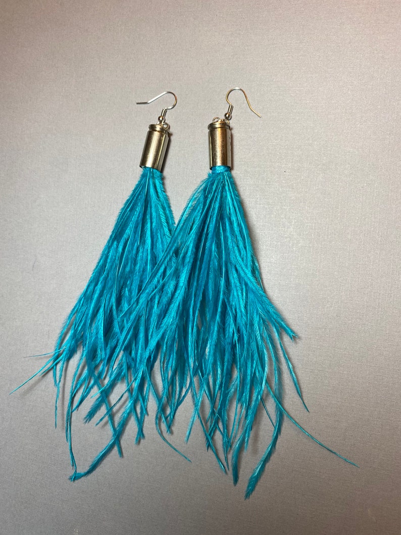 bullet ostrich feather earrings image 9