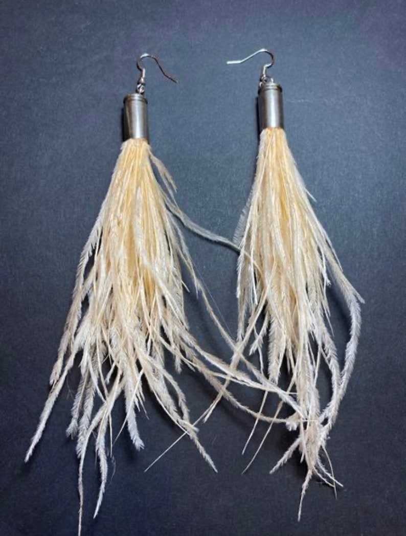 bullet ostrich feather earrings image 8