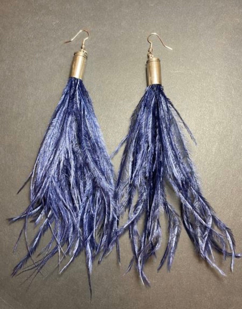 bullet ostrich feather earrings image 6