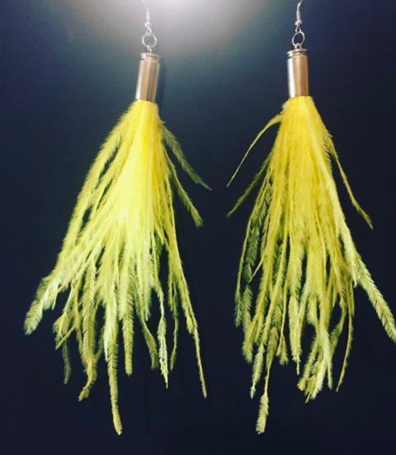 bullet ostrich feather earrings image 5