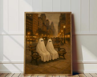 Vintage Halloween Printable Wall Art – Ghost Wall Art, Spooky Halloween Decor, Retro Halloween Home Decor, Halloween Gift Idea