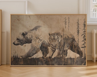 Masculine Wall Art Printable, Horizontal Man Cave Decor, Large Mens Wall Art, Western Office Wall Art Gift for Her