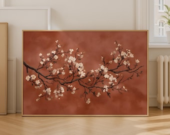 Chinoiserie Wall Art, Japanese Wall Art, Horizontal Art Print, Large Printable Wall Art, Vintage Floral Decor