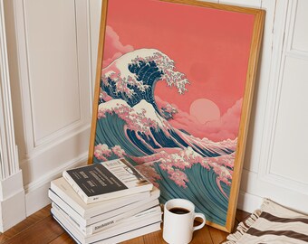 Japanese Wall Art Printable, Mid Century Modern Wall Art, Abstract Japanese Print, Chinoiserie Inspired Decor