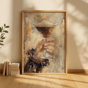 Impresión vintage de Espresso Martini - Impresiones para carritos de bar - Póster de cócteles - Arte mural de cócteles - Decoración de apartamentos, Impresiones de bebidas alcohólicas - Decoración de carritos de bar