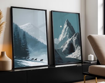 Landschaft druckbare Wandkunst, Landschaftsbild, Bürodekoration, Männerhöhle, großes Wanddekor, Geschenke für Ihn, moderne Drucke
