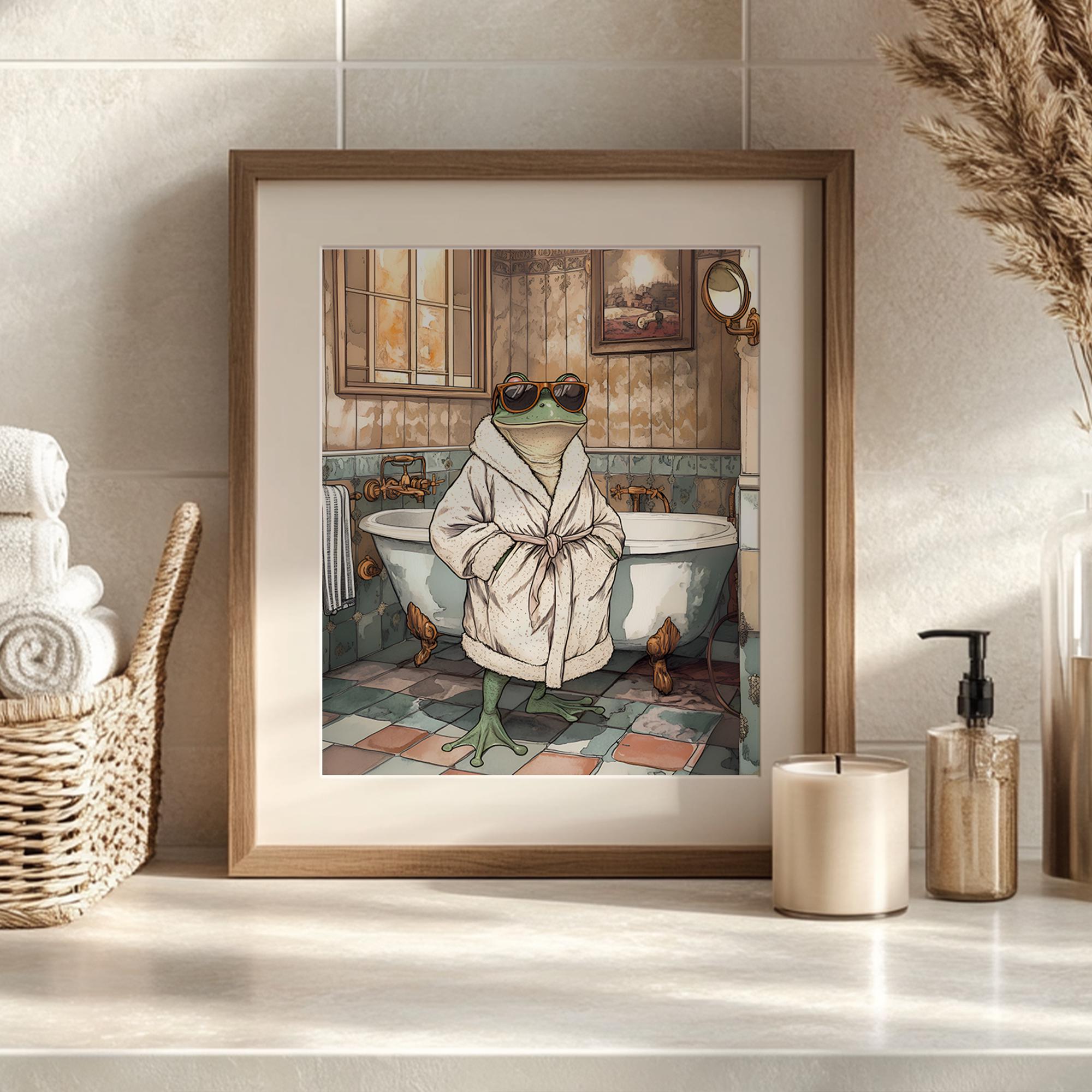 Funny Frog Bathroom Print: Vintage Toilet Wall Art (digital Download ...