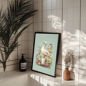 Bathroom Wall Art - Funny Duck Bathroom Art - Duck Print - Floral ...