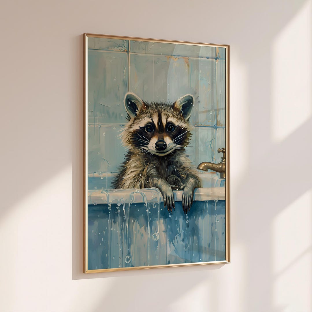 Funny Raccoon Bathroom Art Print: Quirky Animal Decor (digital Download ...