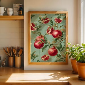Pomegranate Kitchen Wall Art – Printable Food Art, Fruit Print, Digital Kitchen Decor, Abundance Poster, Kitchen Art Print